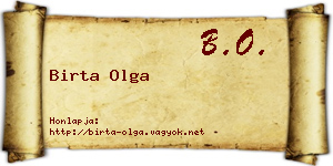 Birta Olga névjegykártya